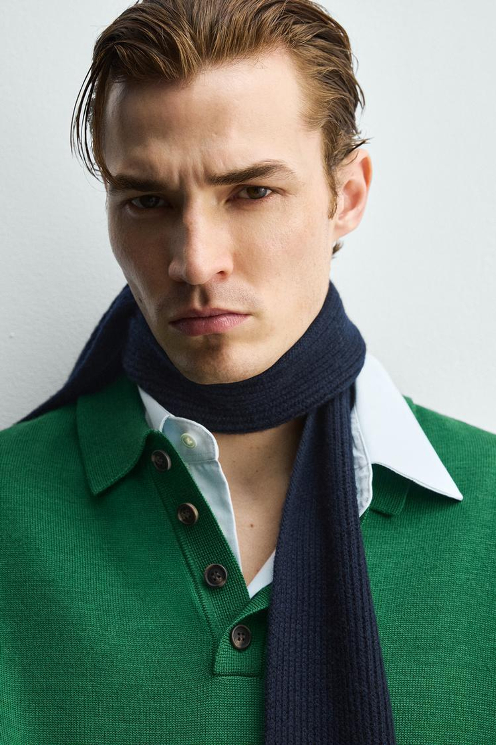 ZARA ПОЛО ИЗ 100% ШЕРСТИ, ЗЕЛЕНЫЙ