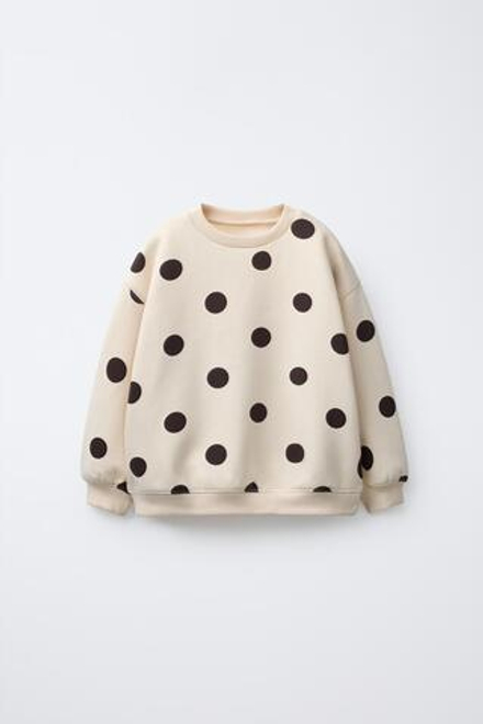 ZARA ТОЛСТОВКА В ГОРОШЕК, ЭКРЮ/КОРИЧНЕВЫЙ