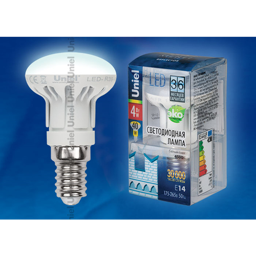 LED-R39-4W/NW/E14/FR ALM01WH Лампа светодиодная. Форма рефлектор, матовая колба. Материал корпуса алюминий. Цвет свечения белый. Серия Merli. Упаков