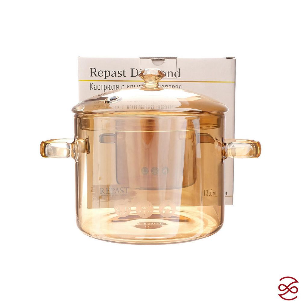 Кастрюля с крышкой Repast Diamond 1350 мл медовая