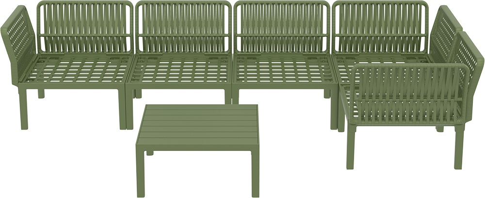 Комплект пластиковой мебели Siesta Contract Portofino Lounge Corner, оливковый, светло-коричневый