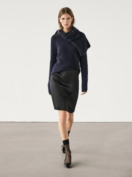 Massimo Dutti Атласная юбка, черный