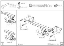 Фаркоп оцинкованный Galia B018C для BMW X1 E84 2009-2015(паспорт и сертификат в комплекте)(без электрики)
