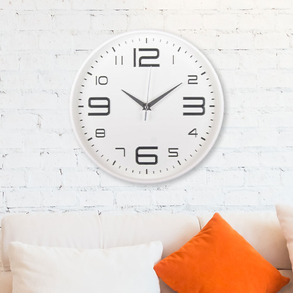 Часы настенные круглые d30см "Классика", корпус белый+серебро