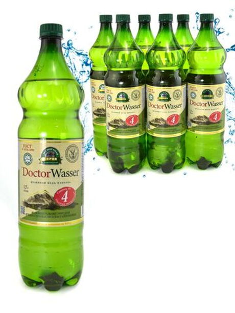 Минеральная вода "Доктор Вассер Ессентуки - 4" 1,5 л. ПЭТ (6 шт. в упаковке)