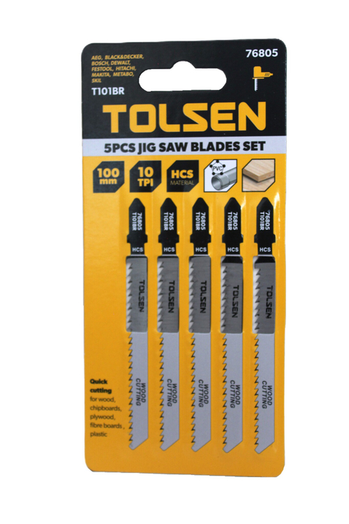 Набор полотен лобзиковых по дереву TOLSEN T101BR HCS 10TPI 100мм 5шт. 76805