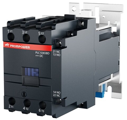 Контактор Prompower PLC1D65BD серии Pulse, ток 65А, 3 полюса, доп контакт 1НО+1НЗ, катушка 24DC