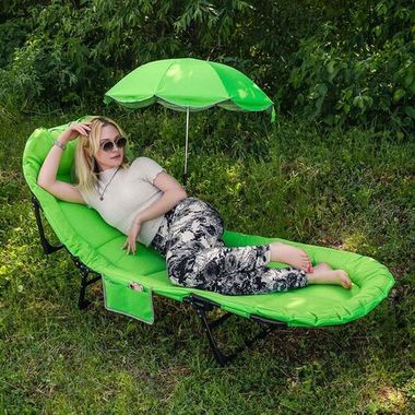 Шезлонг складной в комплекте с зонтом садовым Forsage F-FG-HY-8008LG-Z