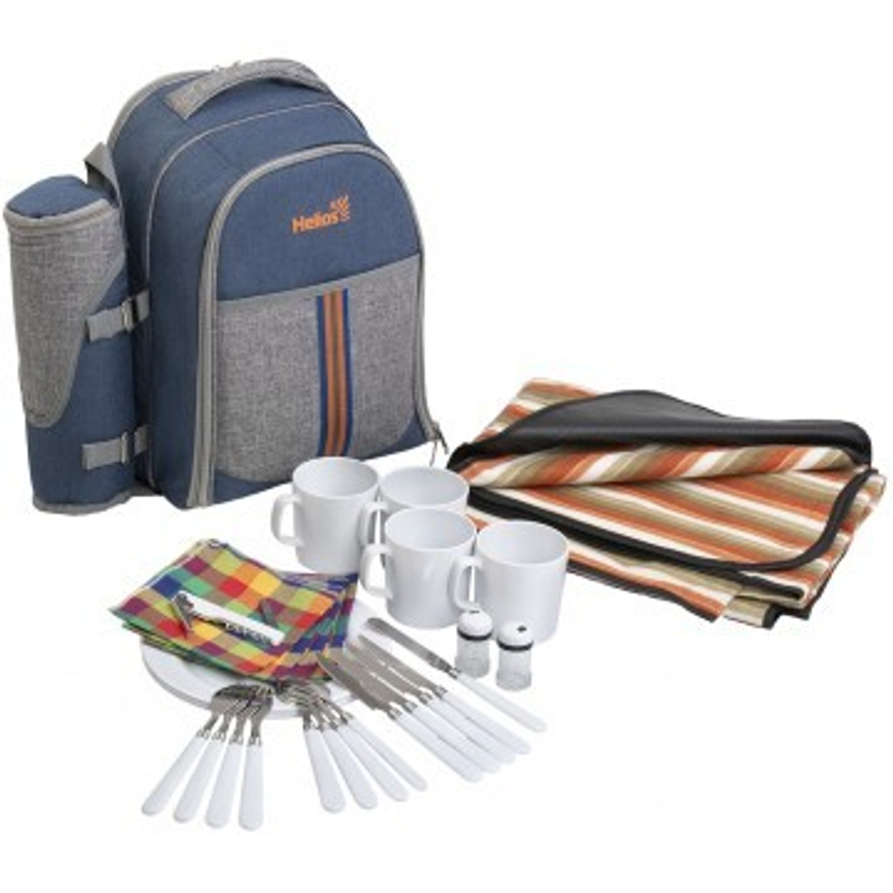 Набор для пикника на 4 персоны HELIOS (синий/серый)
