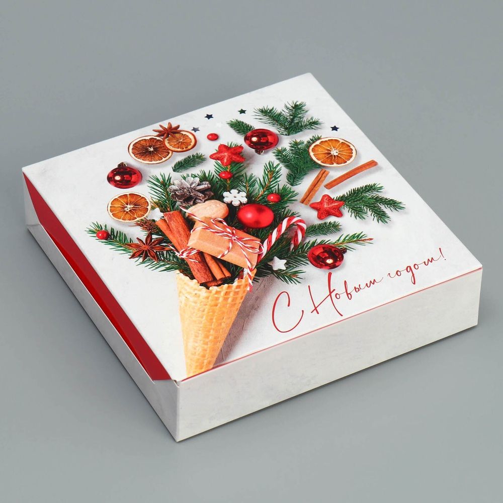 Коробка складная «С Новым годом!», 14 х 14 х 3,5 см