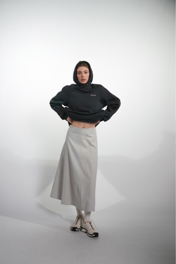 Юбка клиньями из плотного светло-серого хлопка