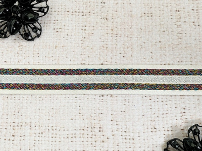 Лента лампасая с люрексом, ш. 2 см, белый