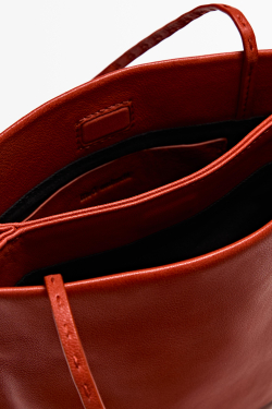 Massimo Dutti Сумка с двумя отделениями из кожи наппа, красный