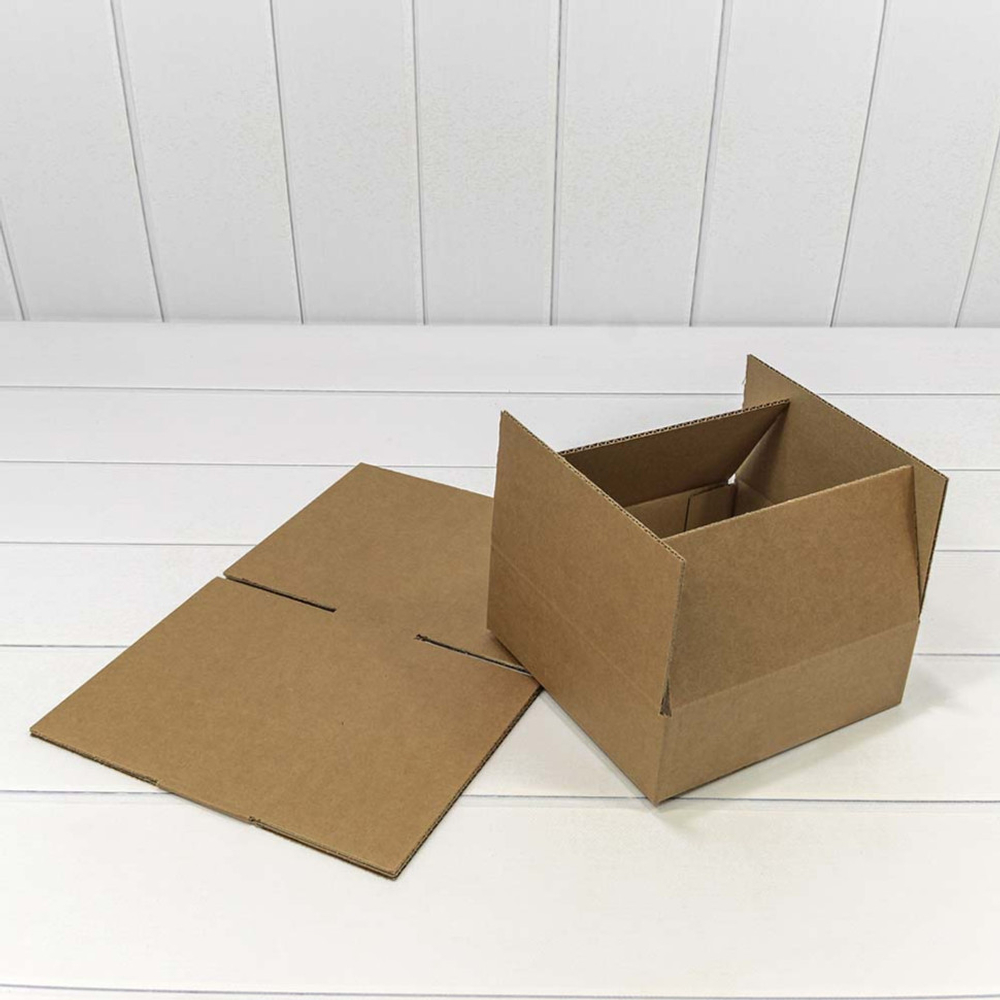 Коробка Для конфет сборная 20х20х7 см из гофрокартона (Коричневый, Крафт)