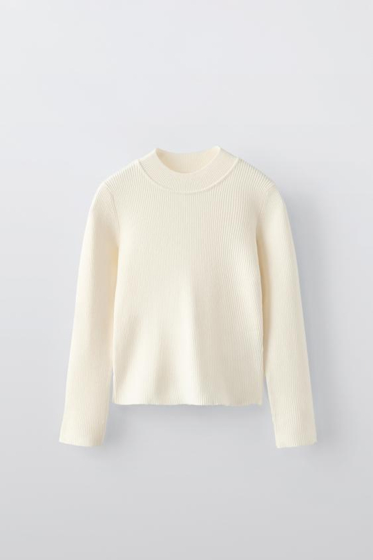ZARA СВИТЕР В РУБЧИК, БЕЛЫЙ