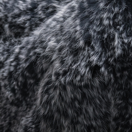 Вязаный плед из натурального меха песца 200*150 см (черный с белыми кончиками)