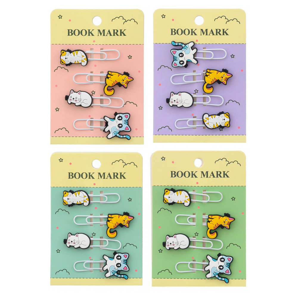 Закладки-скрепки Basir, серия "Котики", 4 цвета ассорти