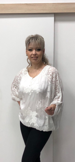 Двойной итальянский белый блузон с кружевами