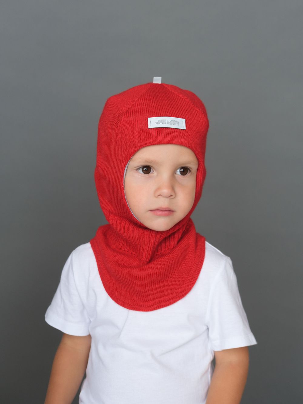 Шлем весенний/осенний вязаный (Красный) ЧИП