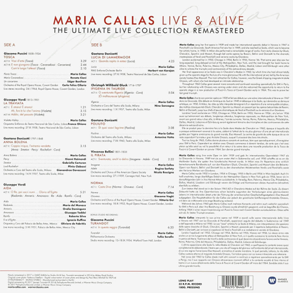 Maria Callas / Live & Alive - The Ultimate Live Collection Remastered (LP)