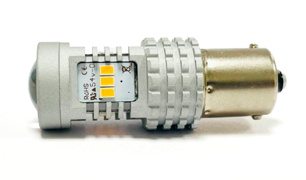 Светодиодная лампа PY21W 1156-3020-14SMD без полярности и со стабилизатором (оранжевый), 1шт
