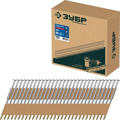 ЗУБР SN21 80 х 3.1 мм, реечные гвозди рифленые оцинкованные, 2010 шт (305396-80)