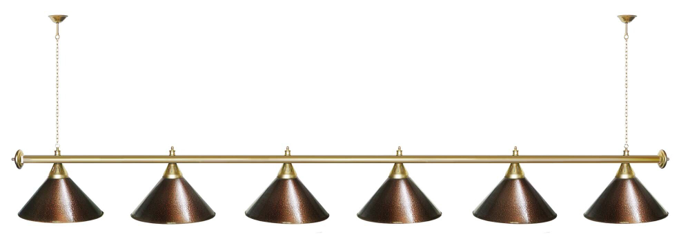 Лампа STARTBILLIARDS 6 пл. (плафоны зеленые,штанга золотая,фурнитура золото)