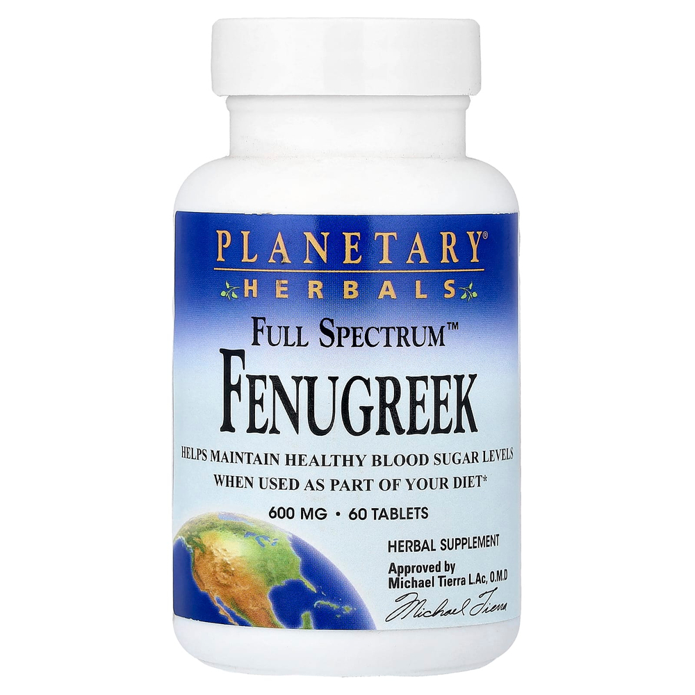 Planetary Herbals, Full Spectrum™, пажитник, 600 мг, 60 таблеток