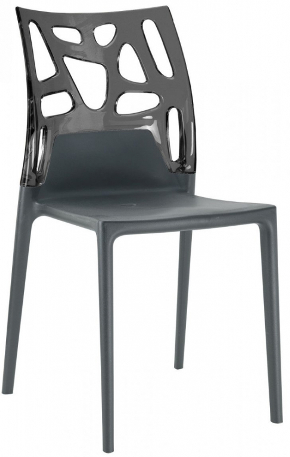 Стул пластиковый Papatya Ego-Rock, антрацит, дымчатый
