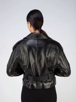 Кожаная куртка демисезонная косуха оверсайз