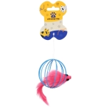 Игрушка - мячик для кошек «ИГРУЛИК», мышка, цвет голубой / розовый, d - 6см