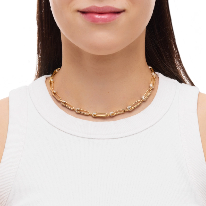 Колье с Кристальной Булавкой – Золото