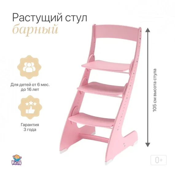 Растущий стул "ПАВЛИН"+, светло-розовый (Фабрика Друг Кузя) - фото: 4 Растущий стул "ПАВЛИН"+, светло-розовый - фото: 4