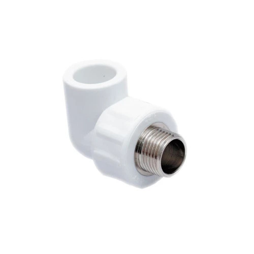 Угольник комбинированный PPR наружная резьба 20х 1/2,  белый, РТП (10799)