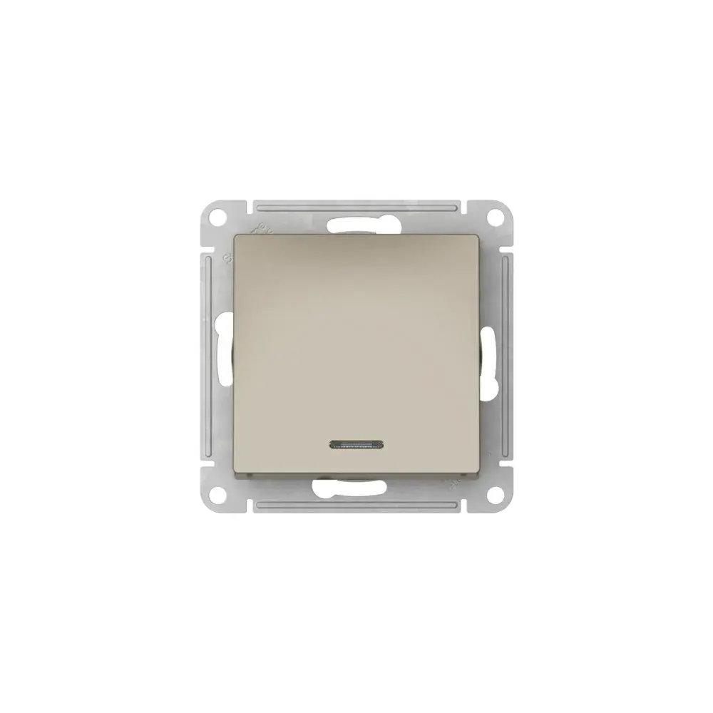 ATLASDESIGN 1-клавишный ВЫКЛЮЧАТЕЛЬ с подсветкой, сх.1а, 10АХ, мех., быстрозажим. клем., ШАМПАНЬ