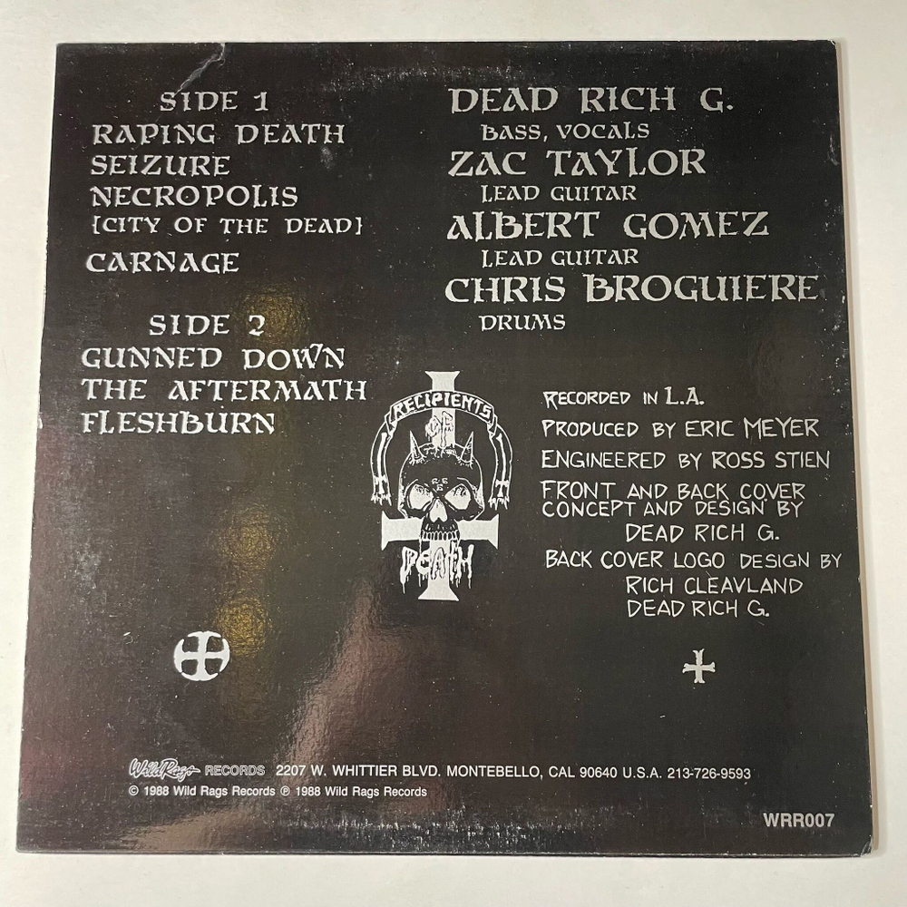 Винтажная виниловая пластинка LP Recipients Of Death (USA 1988)