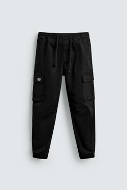 ZARA БРЮКИ КАРГО SLIM FIT, ЧЕРНЫЙ