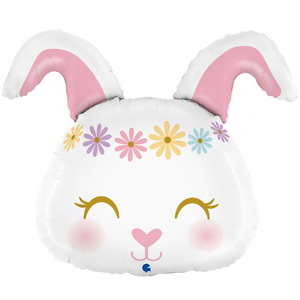 Шар Фольгированный Голова Зайки (Белый)