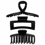 Крабы для волос НАБОР 3 шт., 8,5 см / 9 см / 11 см, soft touch, чёрный, MONTE VITA, 457032