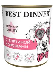 Best Dinner Premium Меню №4 консервы для взрослых собак и щенков с 6 мес (телятина с овощами) 340 гр