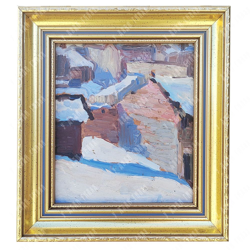 [Двусторонний] Динес Ю. С. Путник на берегу Волги / Две фигуры. Этюд. Холст, масло. 1943