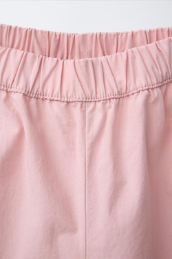 ZARA БРЮКИ ИЗ ПОПЛИНА С РЮШАМИ, РОЗОВЫЙ