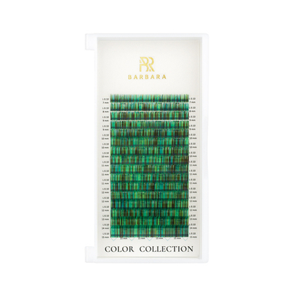 Зеленые колорированные ресницы Barbara MIX - 16 линий
