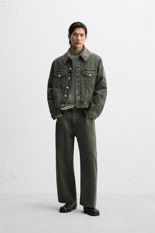 ZARA X NANUSHKA ДЖИНСОВАЯ КУРТКА, ТЕМНЫЙ ХАКИ