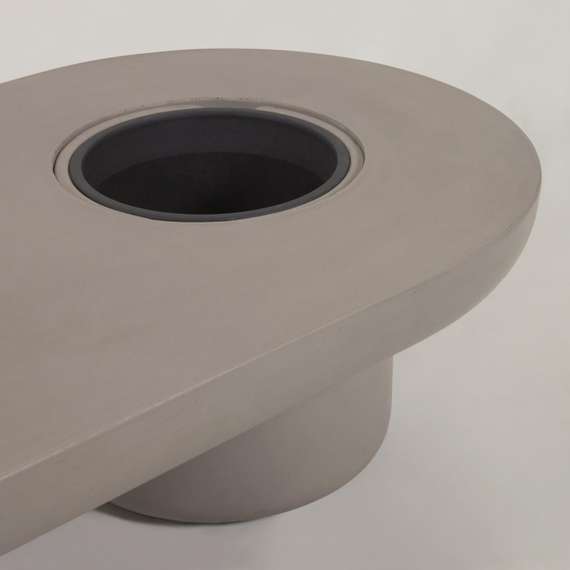 Журнальный столик-скамья с кашпо Taimi, серый бетон