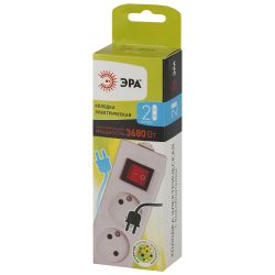 Колодка ЭРА K-2s 2 розетки без зазeмления с выключателем белая | Колодки