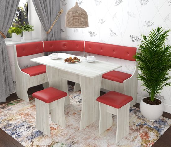 Кухонный уголок bello "Оливьер" (Сосна Винтерберг/Кожзам Marvel Red (AT)) -G/Л1