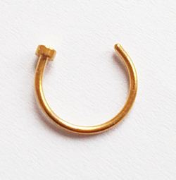 Кольцо с фиксатором для пирсинга носа. Медицинская сталь, золотое, радужное анодирование. 1 шт