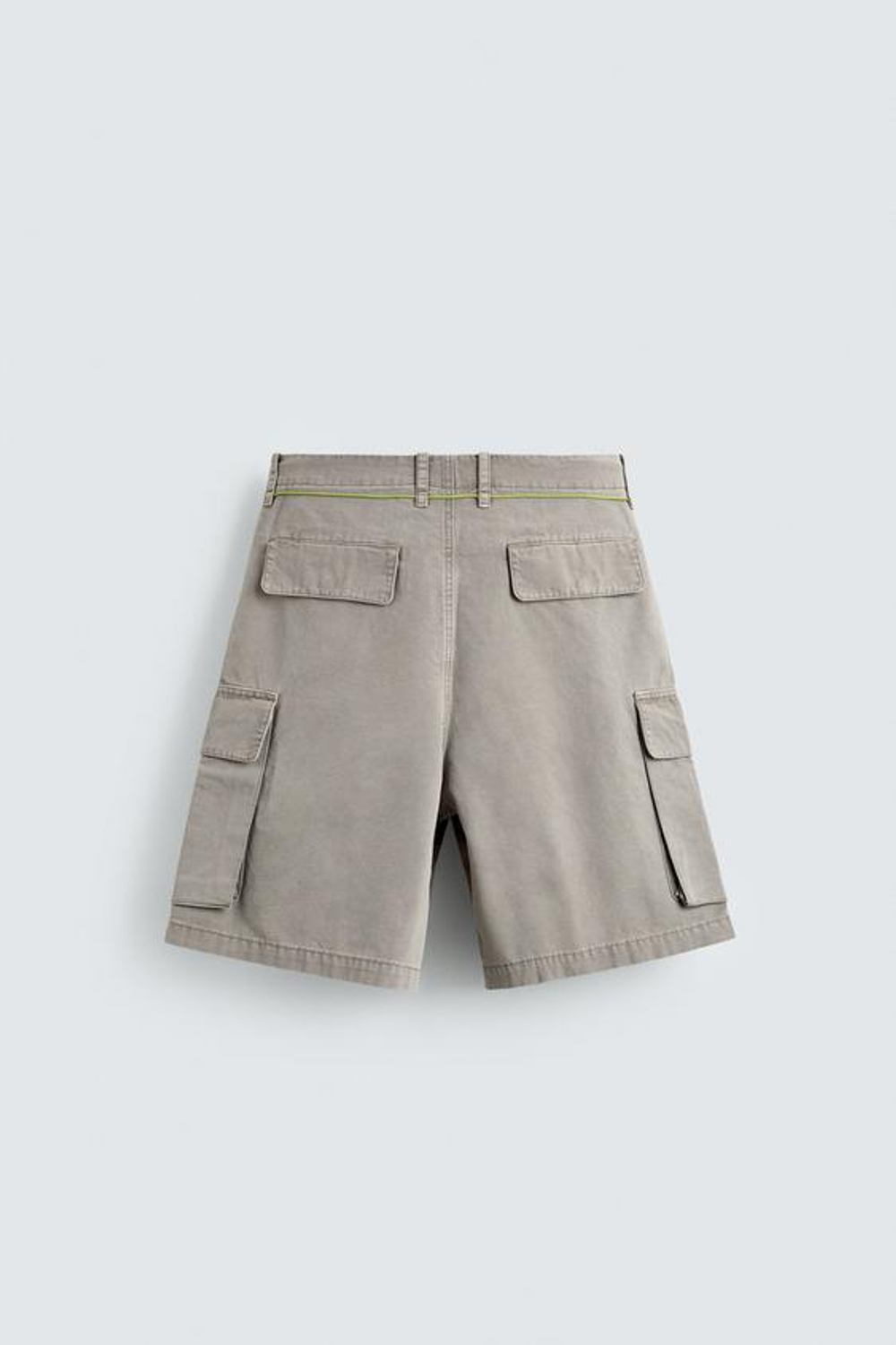 ZARA ШОРТЫ КАРГО RELAXED FIT НА ШНУРКЕ, СЕРО-ДЫМЧАТЫЙ