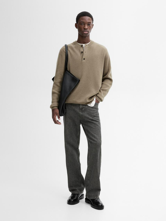 Massimo Dutti Свитер из смесовой шерсти, светлый хаки